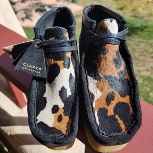 Clark's Cow Print Wallabee Boot 9.5